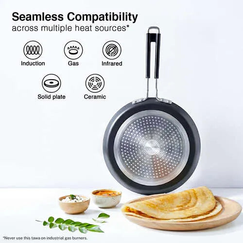 Prestige Durastone Hard Anodised 6 Layer Non-Stick Omni Tawa, (Black)