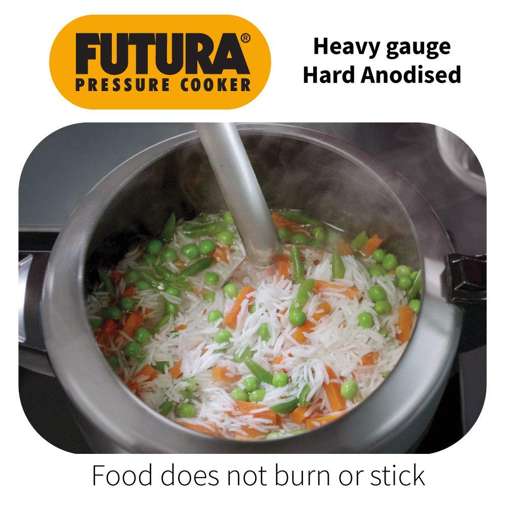 Hawkins Futura Pressure Cooker, Hard Anodised Inner Lid Pressure Cooker, Pan Cooker, Black