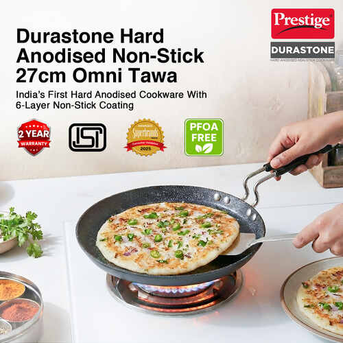 Prestige Durastone Hard Anodised 6 Layer Non-Stick Omni Tawa, (Black)