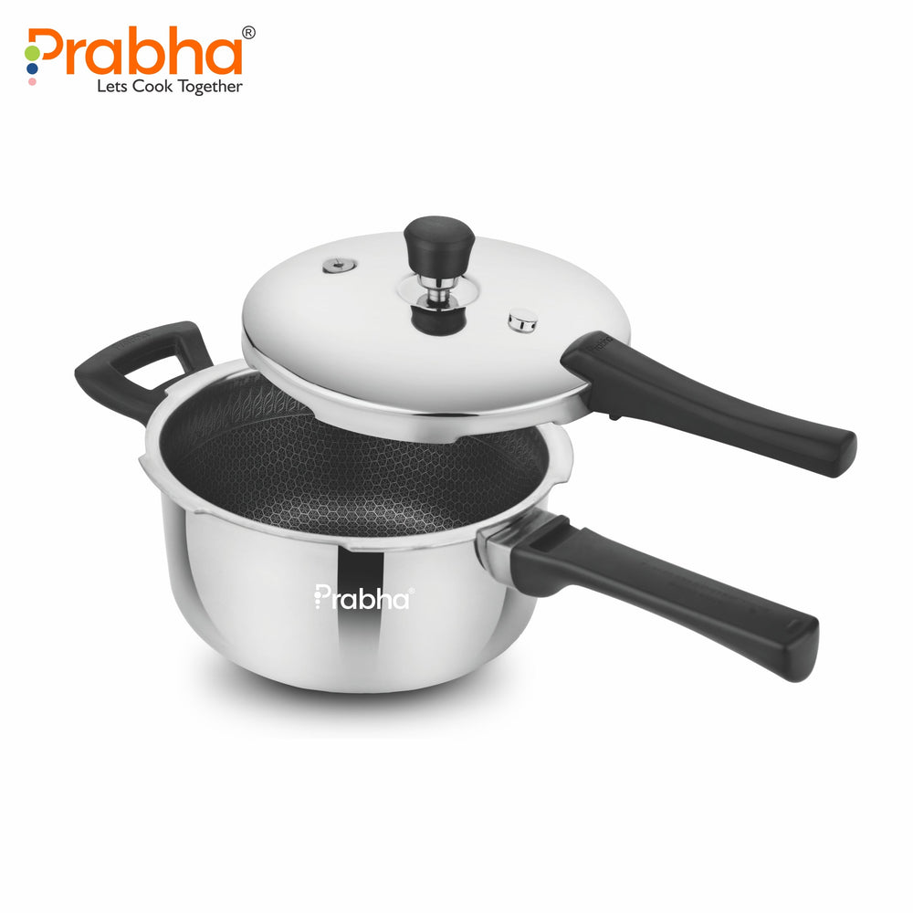 Triply Hexa Cube Stick Resistant Pressure Cooker With Honeycomb Surface