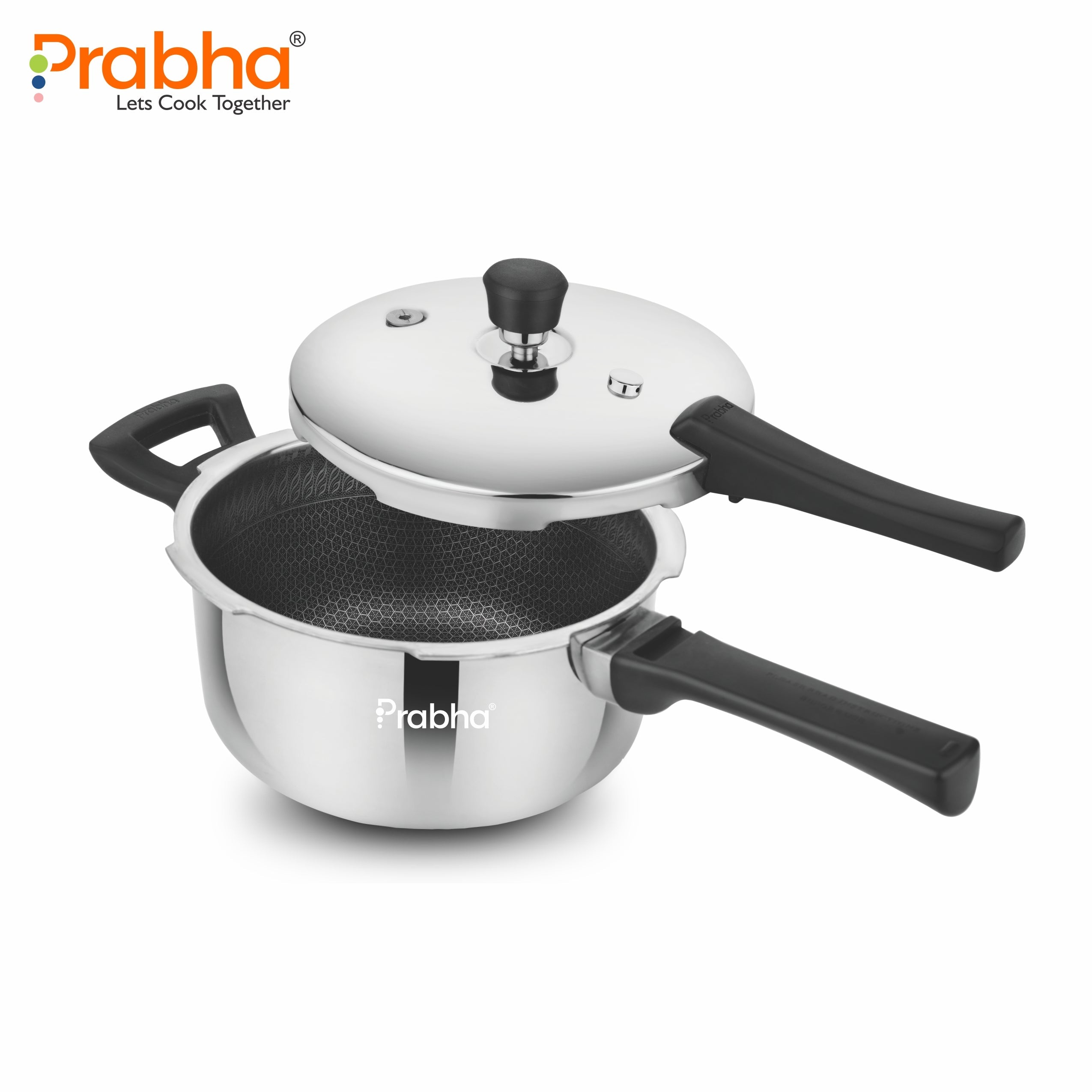 Triply Hexa Cube Stick Resistant Pressure Cooker With Honeycomb Surface