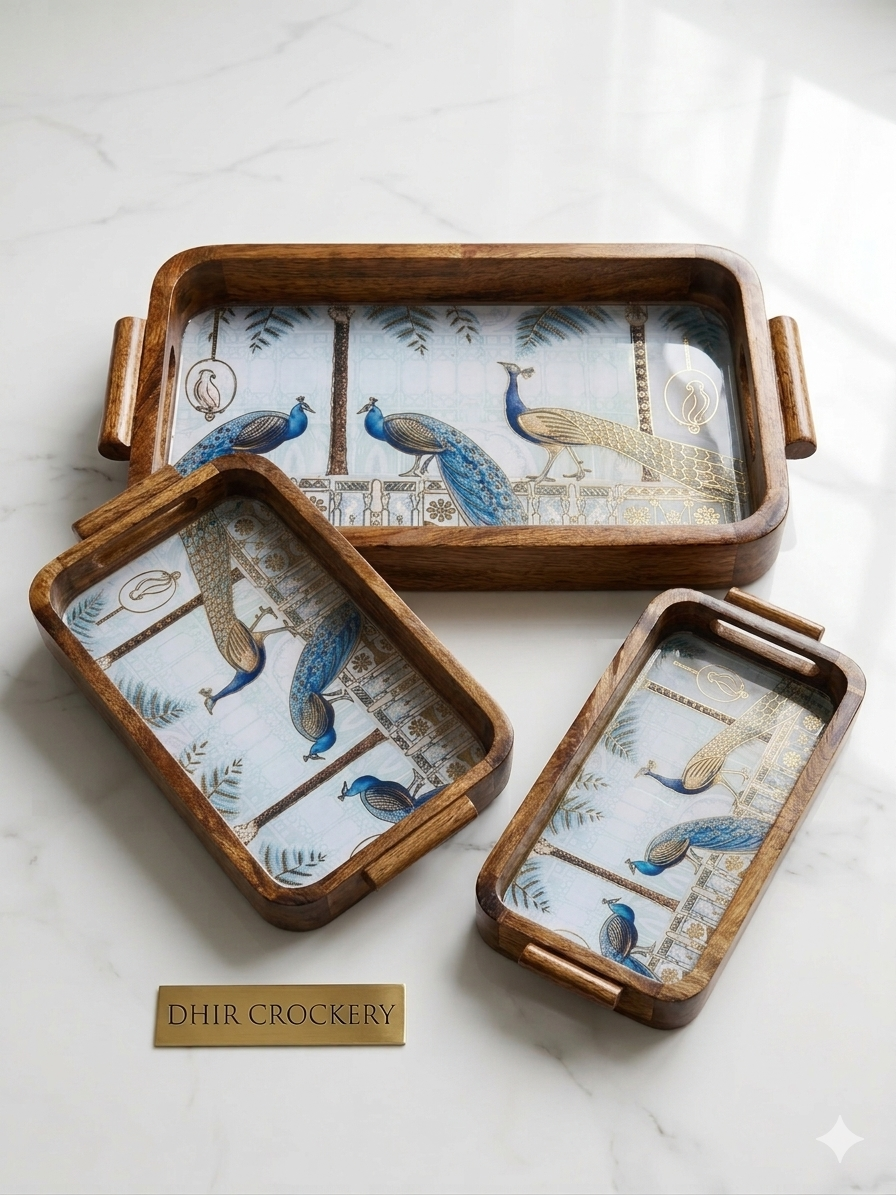 PREMIUM WOODEN TREY SET OF 3