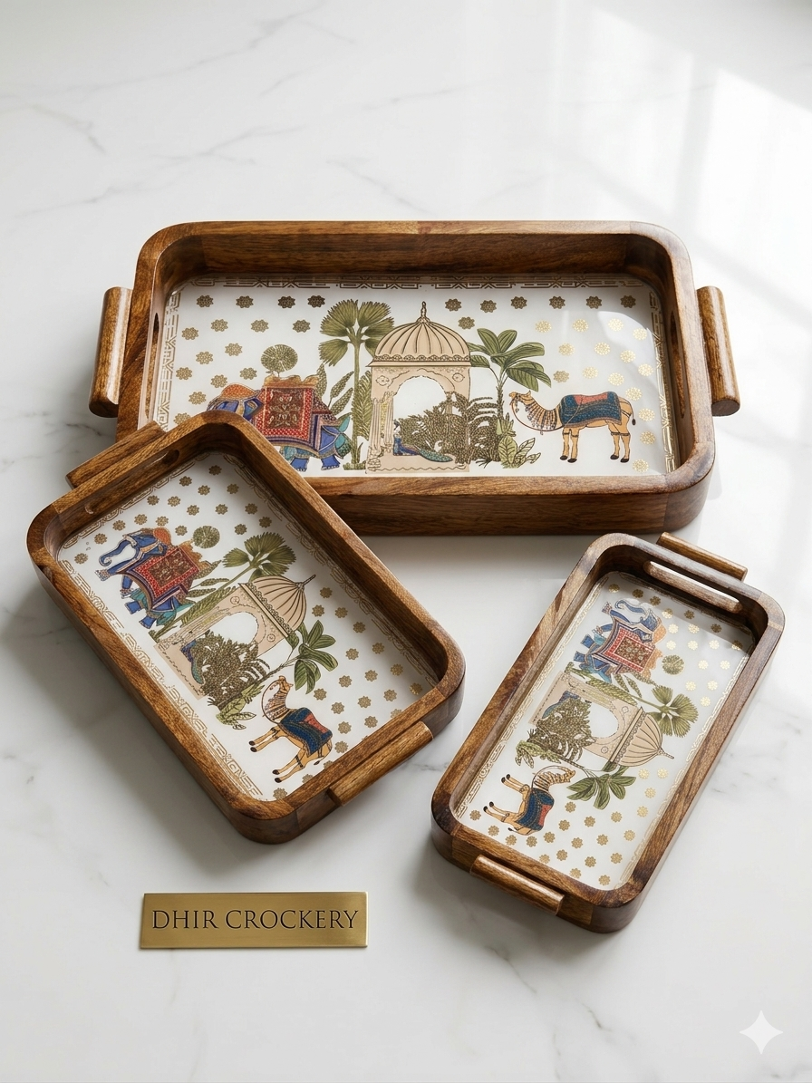 PREMIUM WOODEN TREY SET OF 3