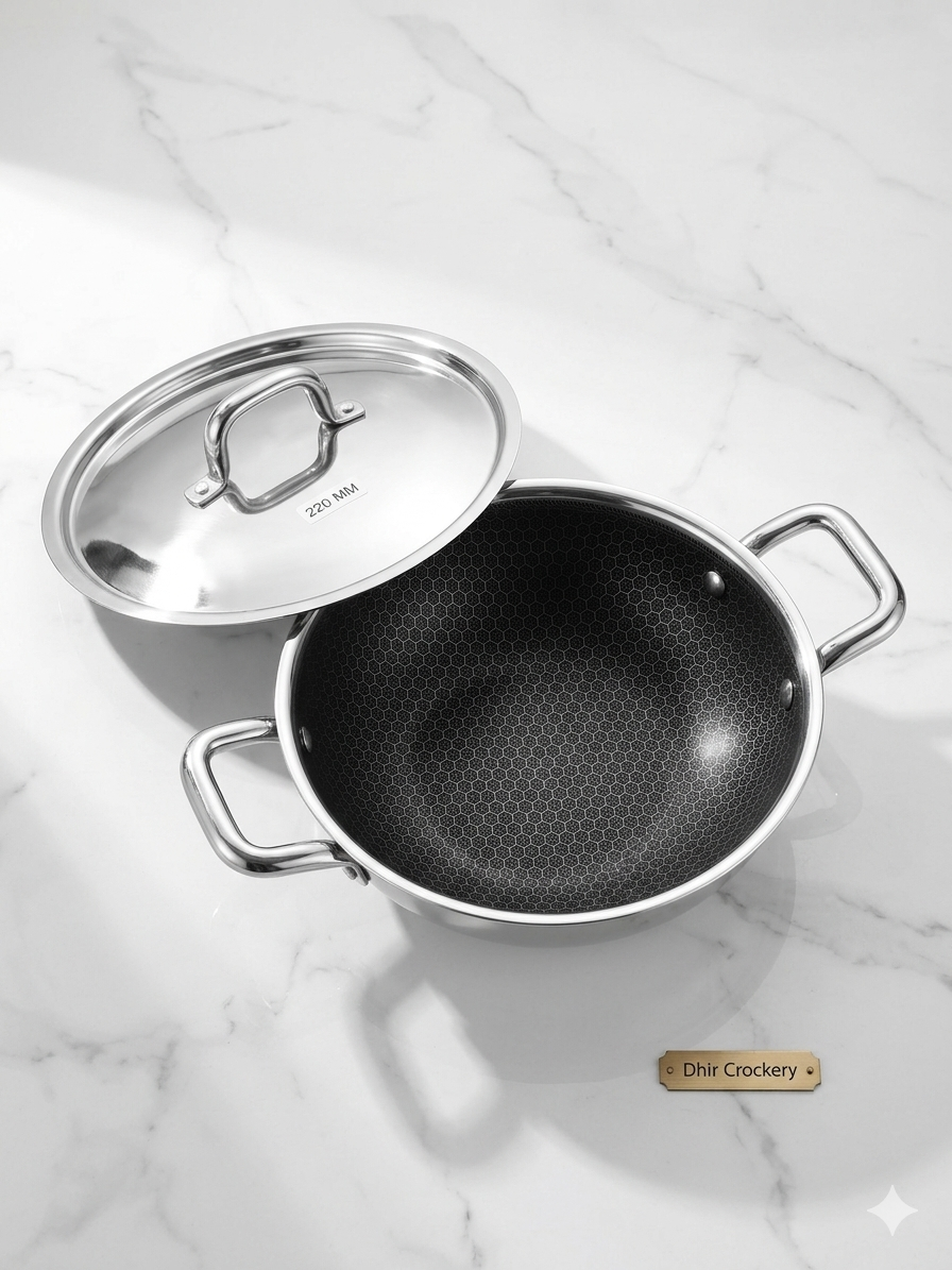 HONEYCOMB TRIPLY KADAI STAYBRITE STAINLESS STEEL