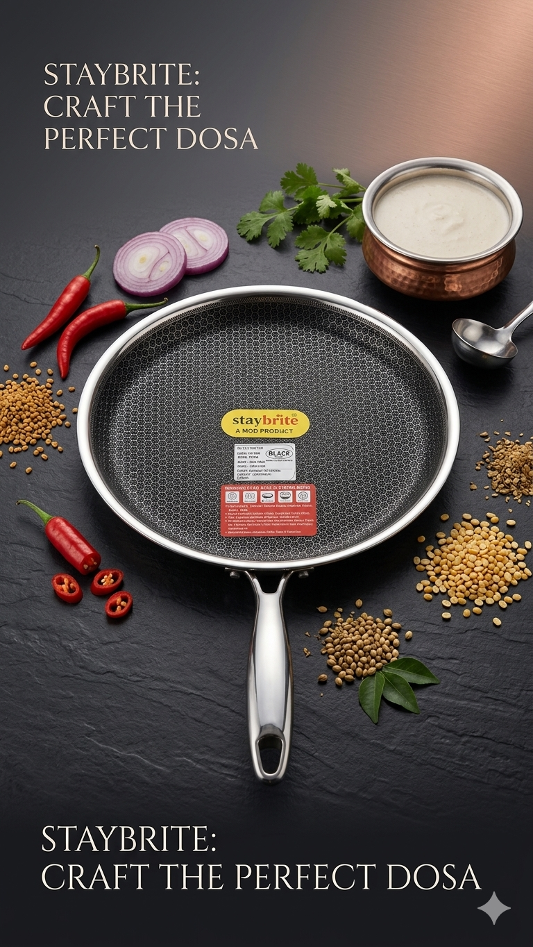 TRI-PLY HONEYCOMB STAINLESS STEEL FLAT TAVA