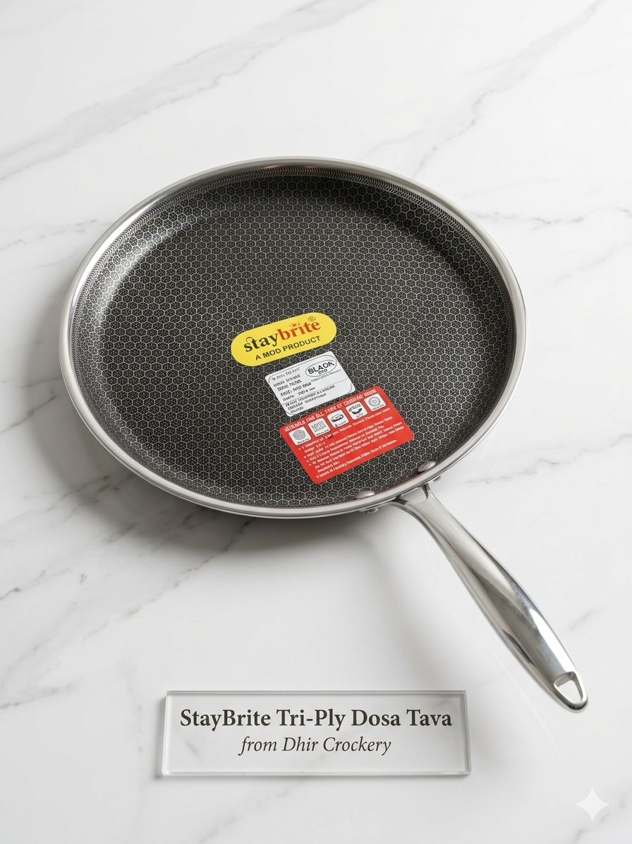 TRI-PLY HONEYCOMB STAINLESS STEEL FLAT TAVA