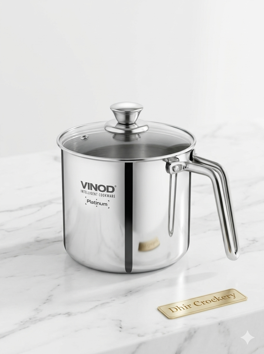 VINOD TRIPLY MILK POT WITH GLASS LID