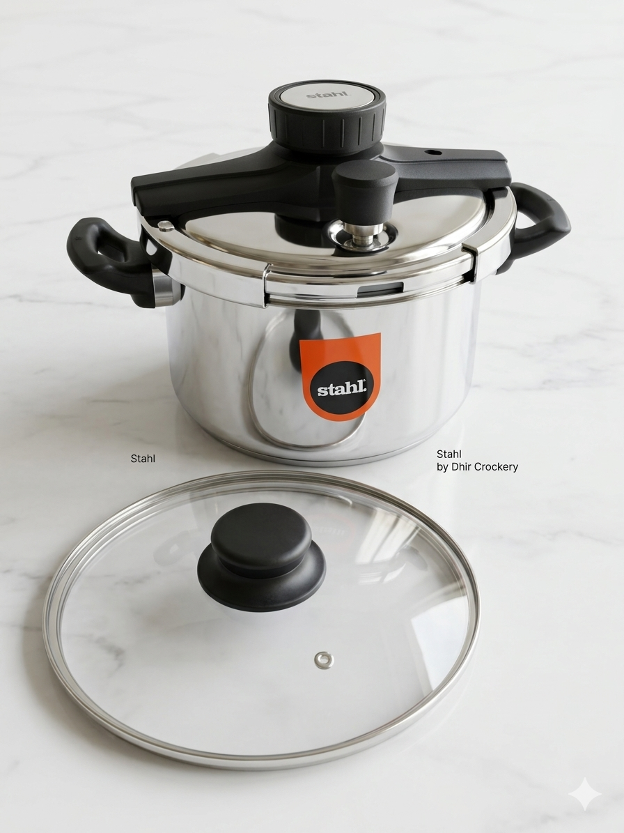COOKER CUM PATILA IN TRIPLY PURE STAINLESS STEEL STAHL